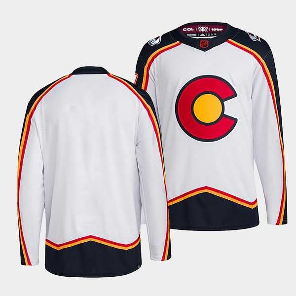 Mens Colorado Avalanche Blank White 2022-23 Reverse Retro Stitched Jersey